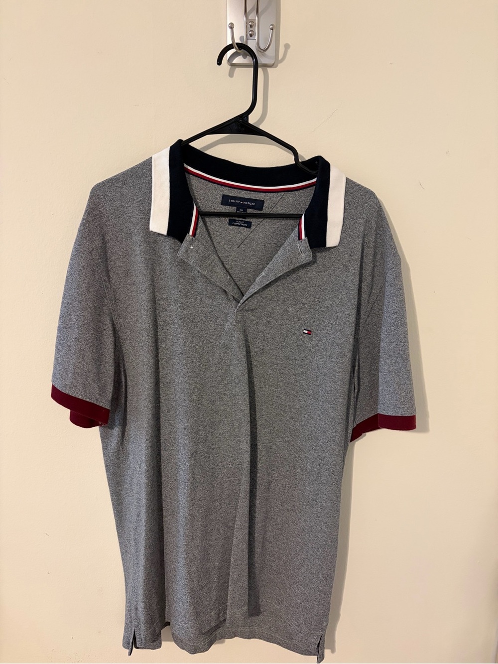 Tommy Hilfiger Gray Polo with Navy, White & Maroon Trim